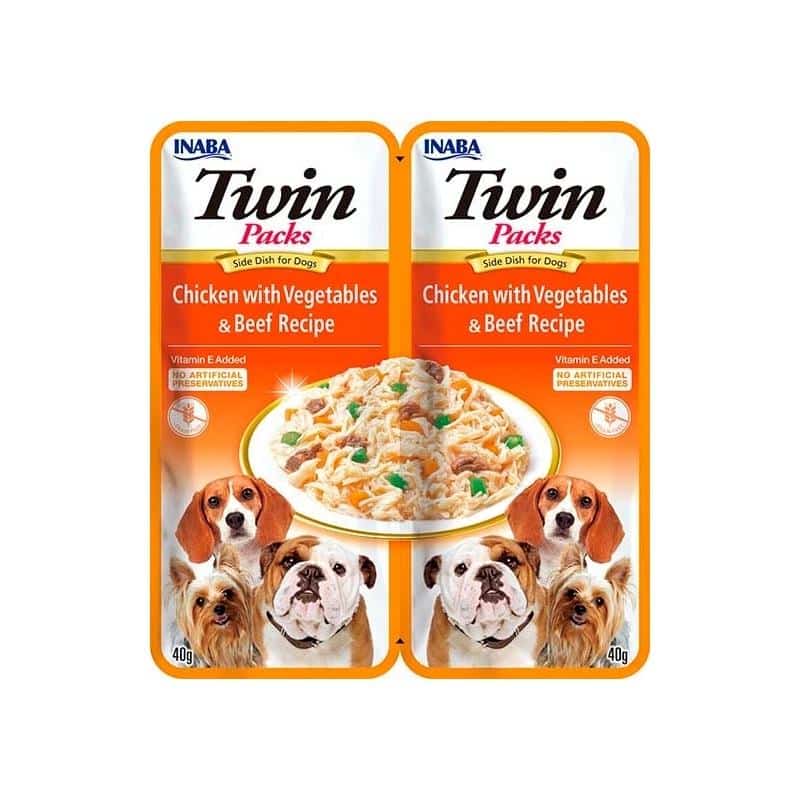 Inaba Twin Packs Receta de Pollo con Verduras y Ternera para perros